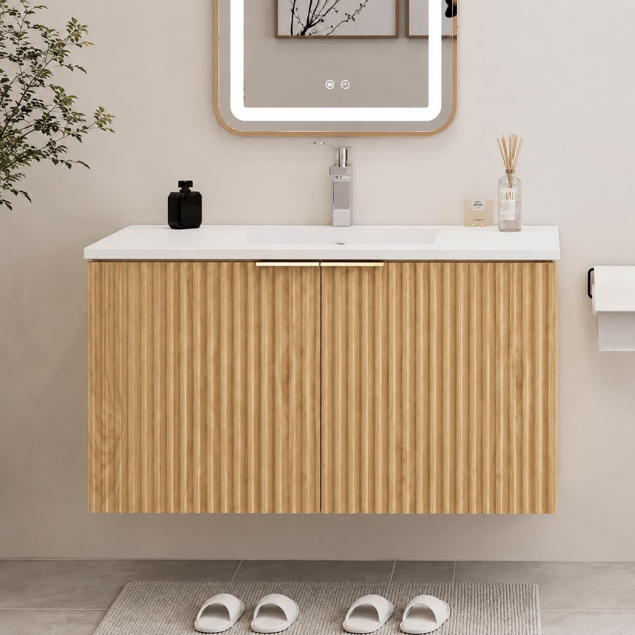 Home Bath - Modern Floating Bathroom Vanity With Wavy