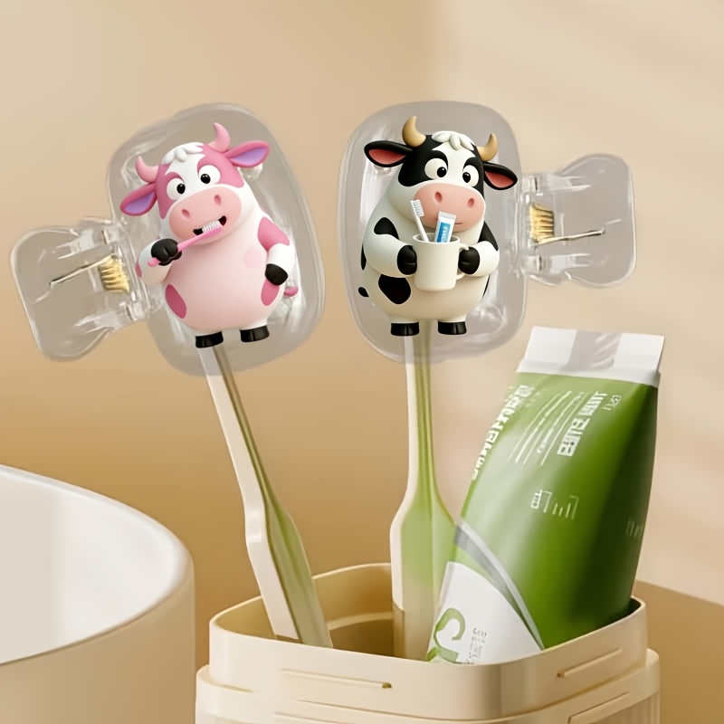 Home Essentials Bathroom Accessories - 2pcs Cow Toothbrush Case Protector Ideal