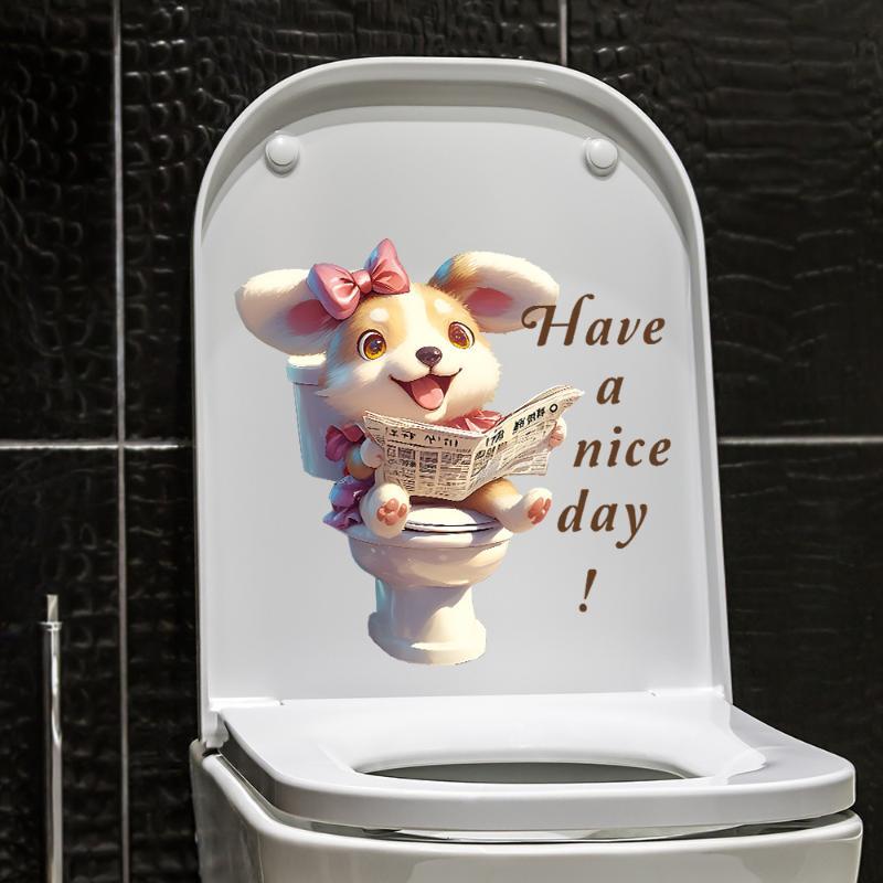 Jet Home Bathroom Accessories - 3D Effect Cute Animal Toilet Sticker