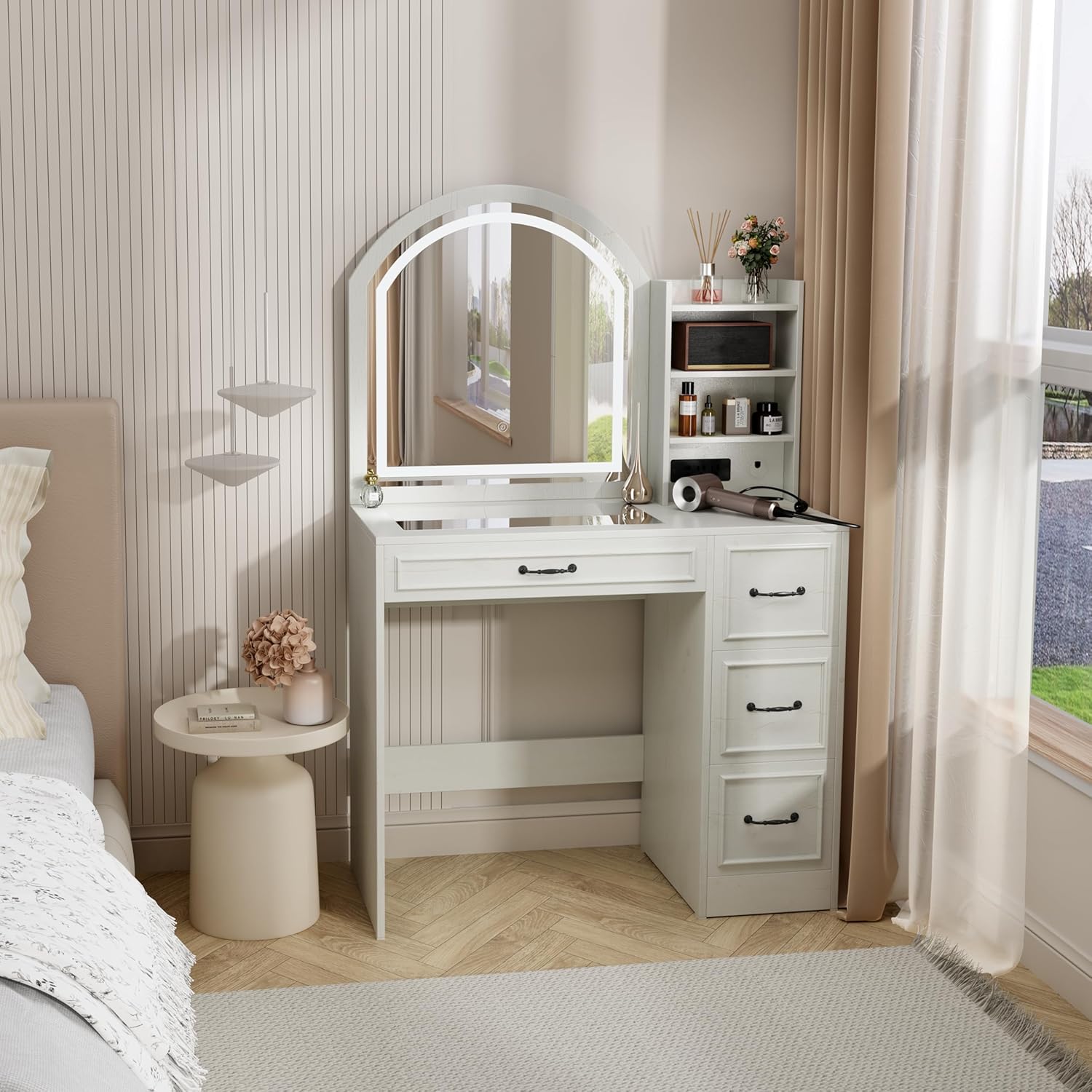 Modern Vanity Desk with Lighte - Home Outlet Bathroom Mirrors review and price