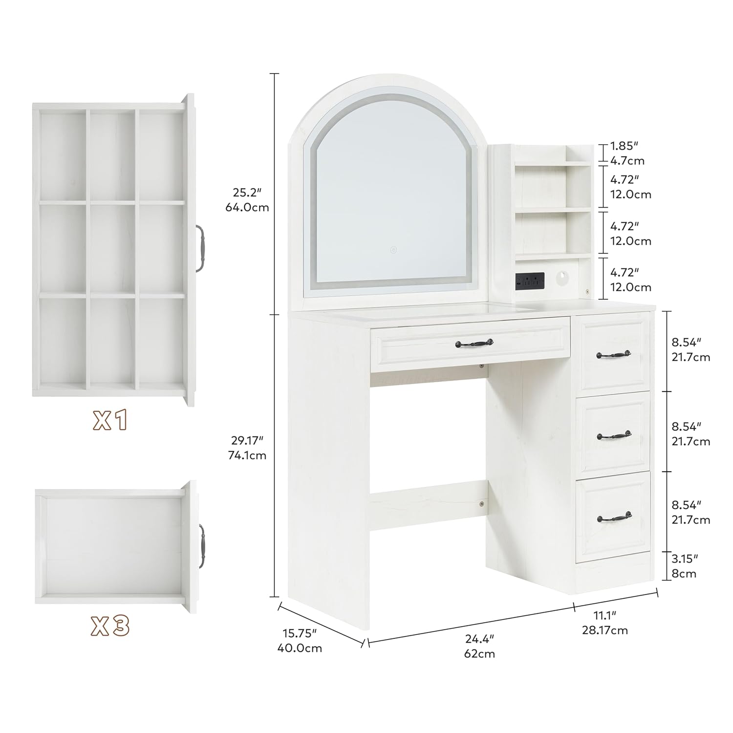 Modern Vanity Desk with Lighte - Home Outlet Bathroom Mirrors review and price