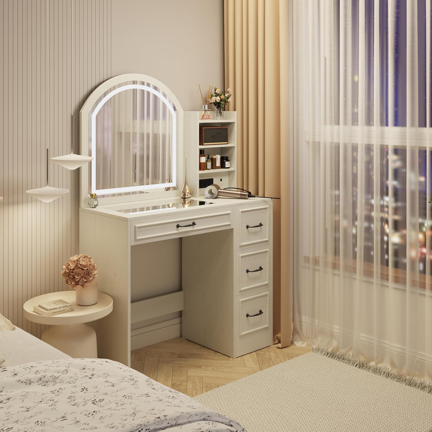 Modern Vanity Desk with Lighte - Home Outlet Bathroom Mirrors review and price