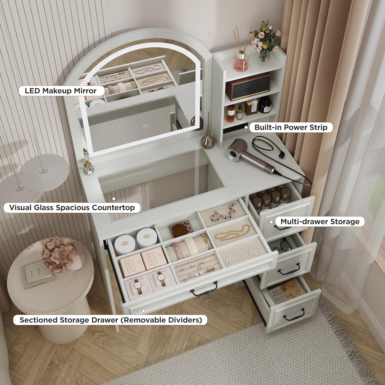 Modern Vanity Desk with Lighte - Home Outlet Bathroom Mirrors review and price