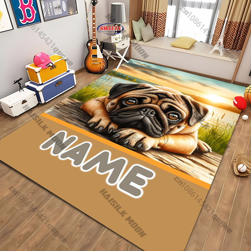 Personalized Pug Dog Area Rug, - Home Bathroom Name review and price