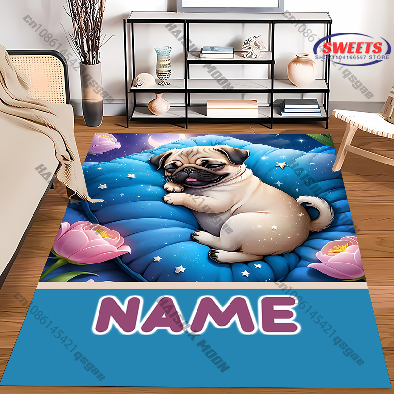 Personalized Pug Dog Area Rug, - Home Bathroom Name review and price