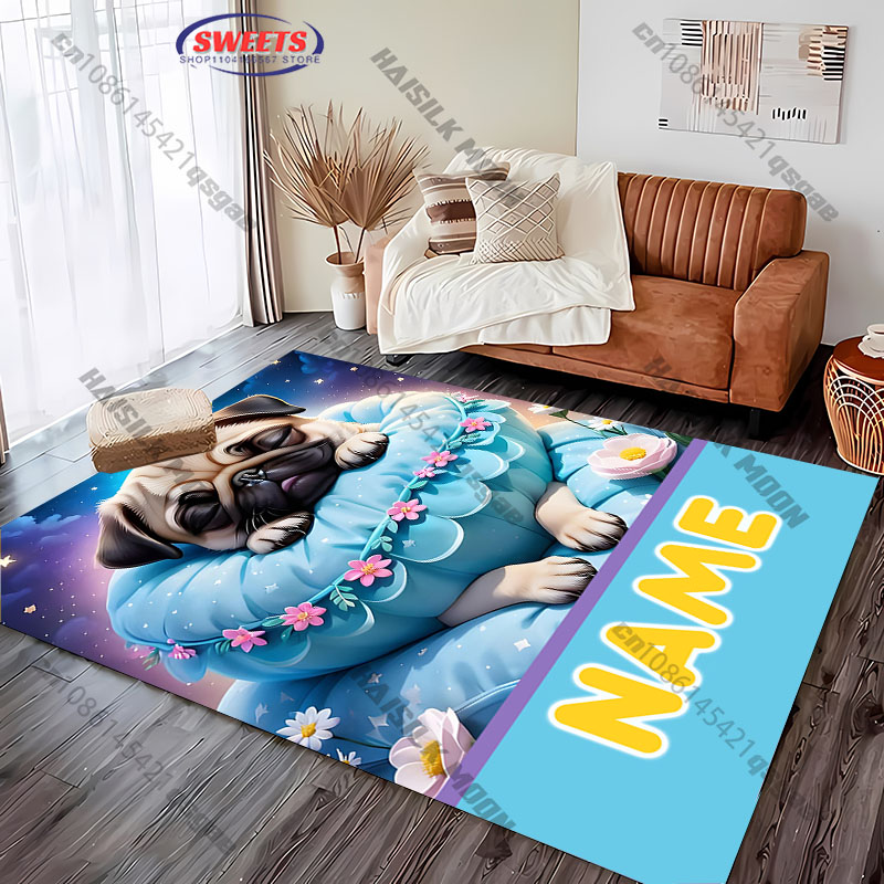 Personalized Pug Dog Area Rug, - Home Bathroom Name review and price