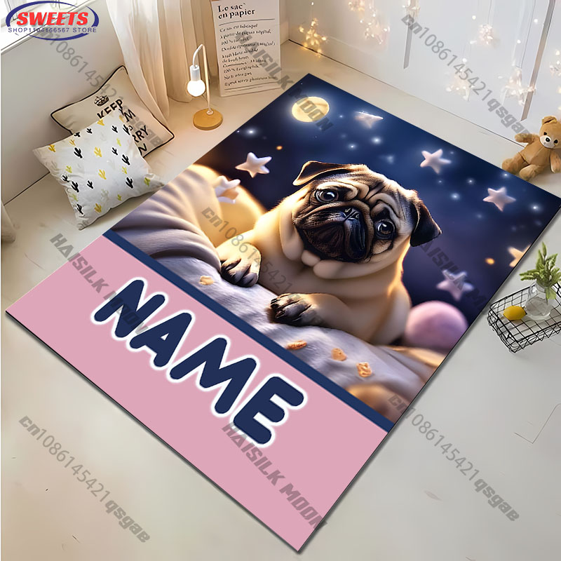 Personalized Pug Dog Area Rug, - Home Bathroom Name review and price