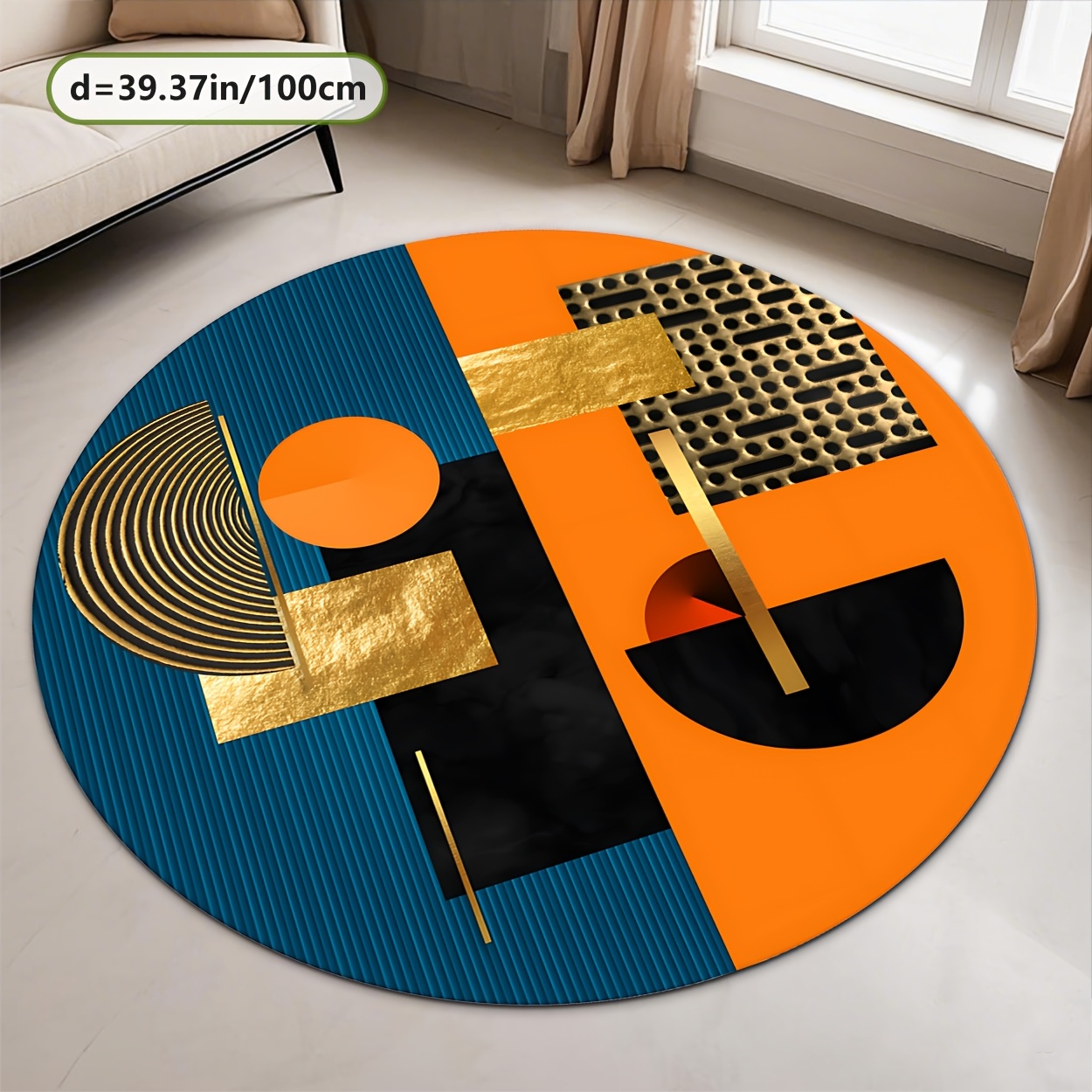 Orange Blue Gold Abstract Geom - Home Bathroom Door Design review and price