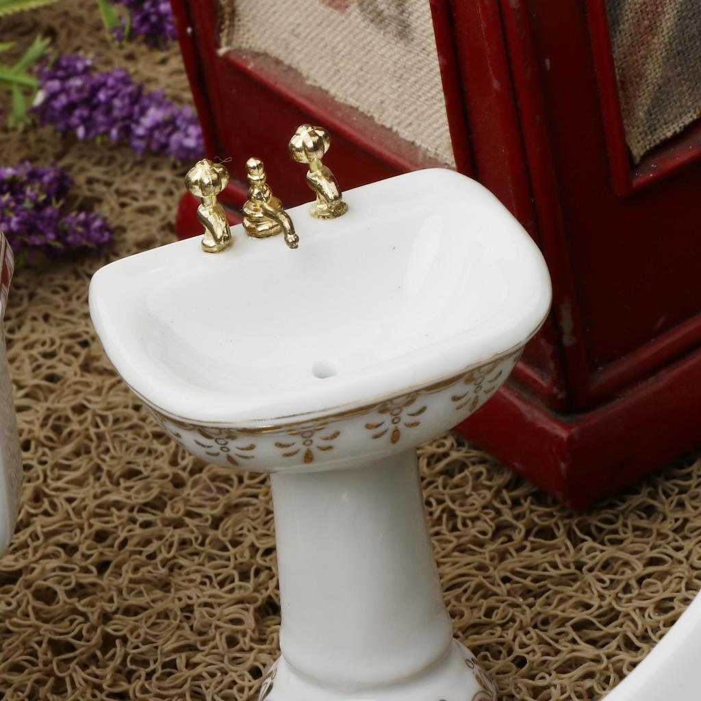 Ceramic Dollhouse Bathroom Set - Home Bathroom Sink review and price