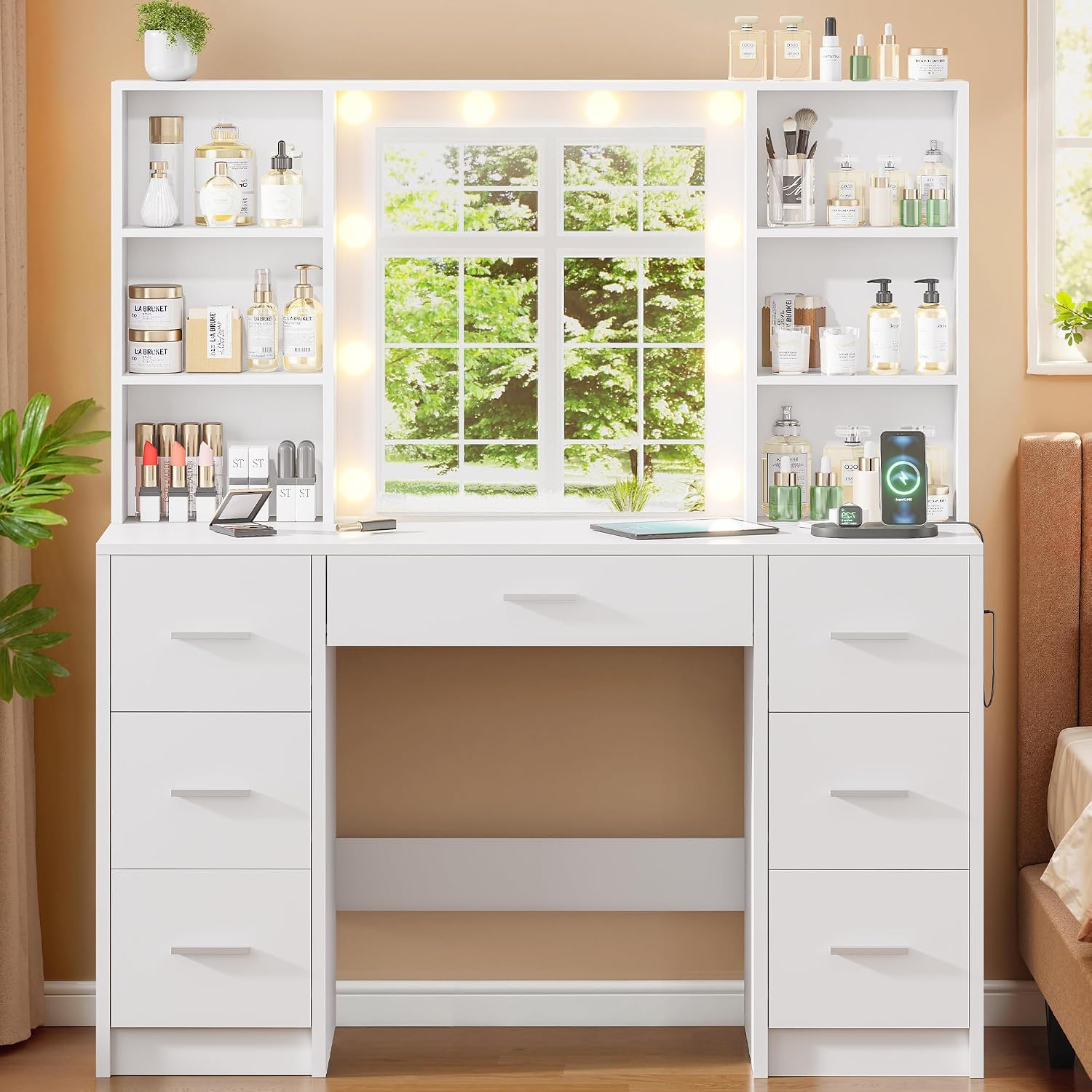 Large Vanity Desk with LED Mir - Home Outlet Bathroom Mirrors review and price