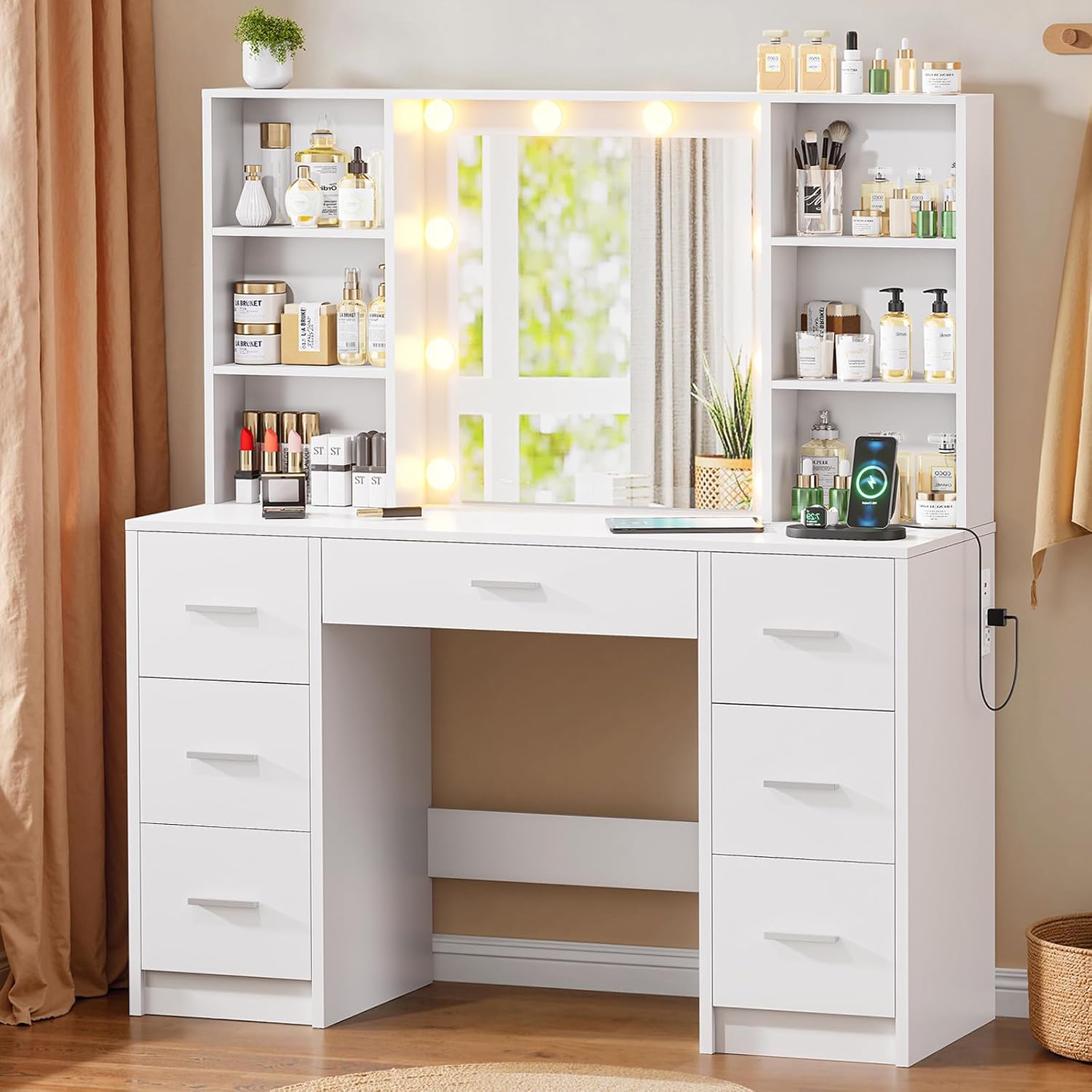 Large Vanity Desk with LED Mir - Home Outlet Bathroom Mirrors review and price