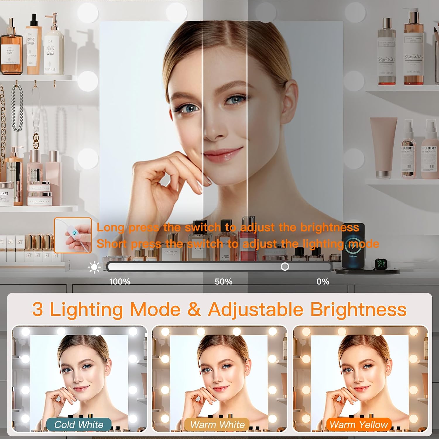 Large Vanity Desk LED Lighted  - Home Outlet Bathroom Mirrors review and price