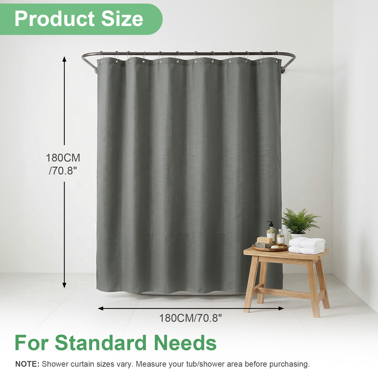 Waffle Shower Curtain 180x180c - Shower Curtain Liner review and price