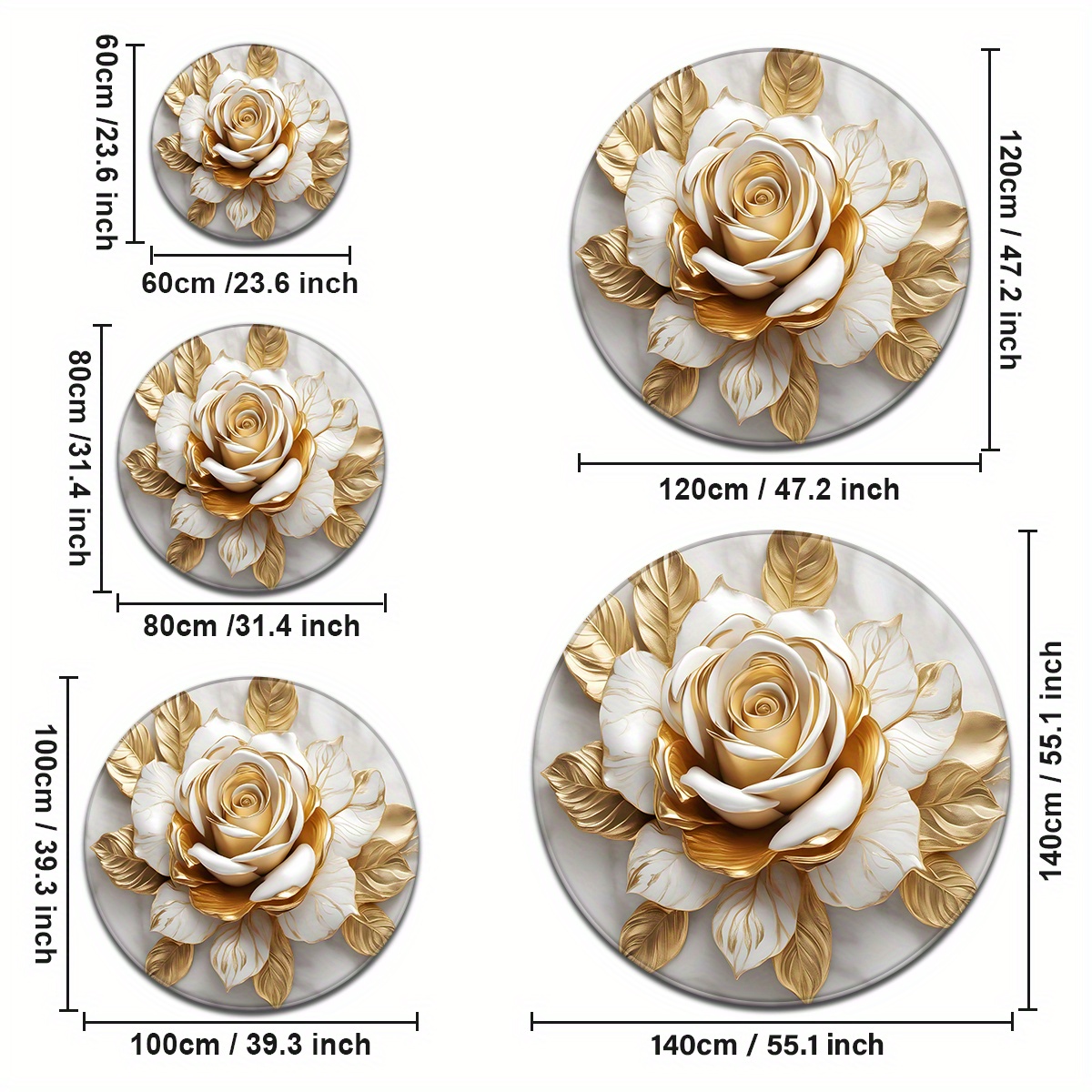 White Gold Rose Round Rug, Lux - Home Bathroom Door Design review and price