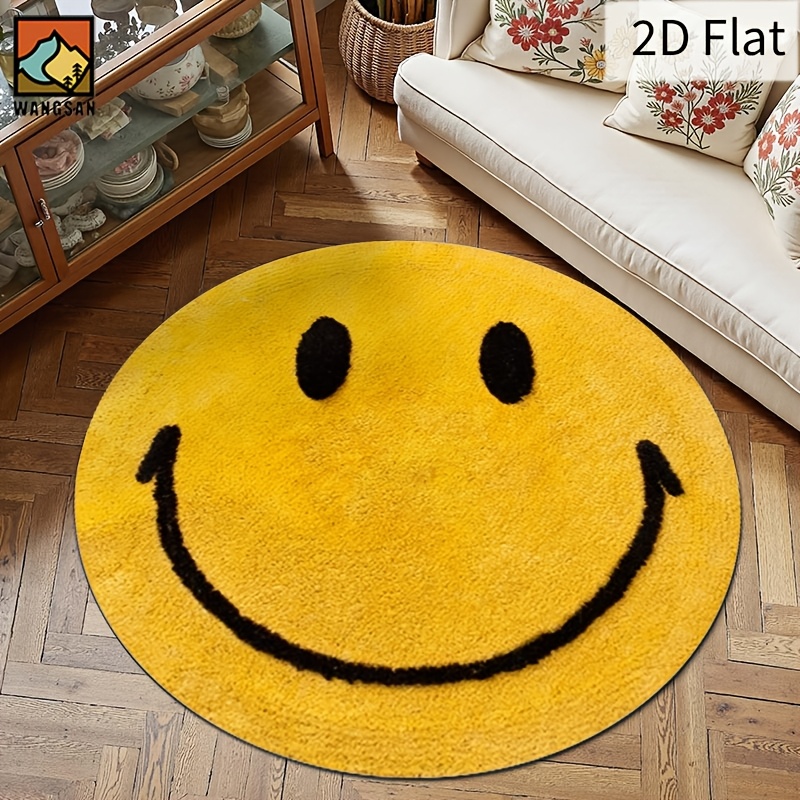 2D Round Flannel Rug Smiley Fa - Home Bathroom Door Design review and price
