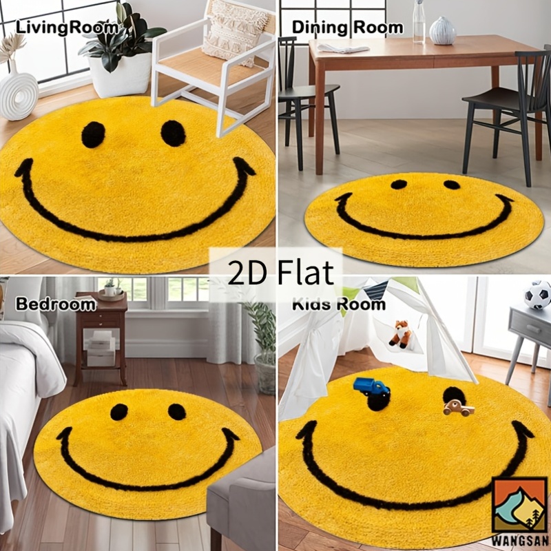 2D Round Flannel Rug Smiley Fa - Home Bathroom Door Design review and price