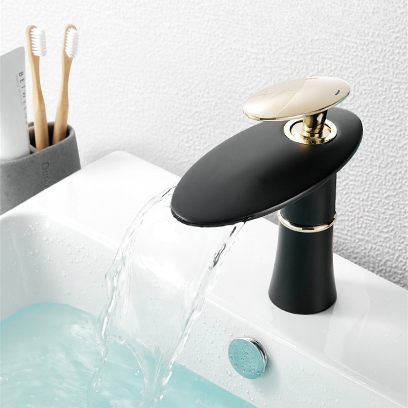 White/Black Gold Waterfall Bas - Home Bathroom Sink review and price