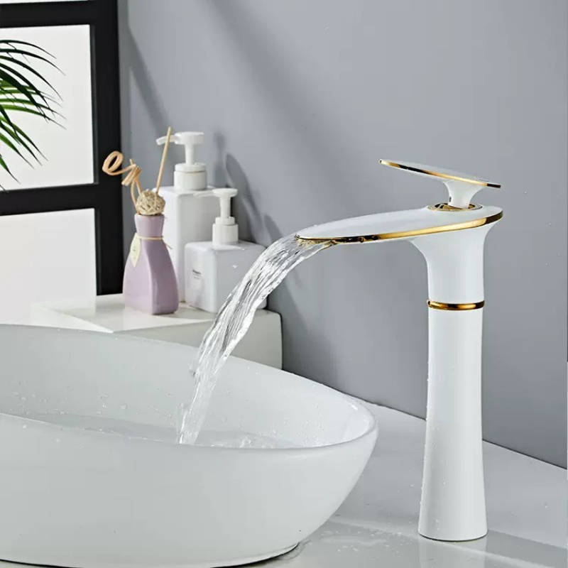 White/Black Gold Waterfall Bas - Home Bathroom Sink review and price