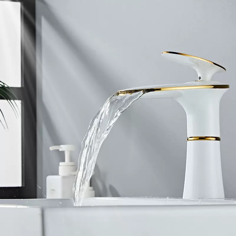 White/Black Gold Waterfall Bas - Home Bathroom Sink review and price