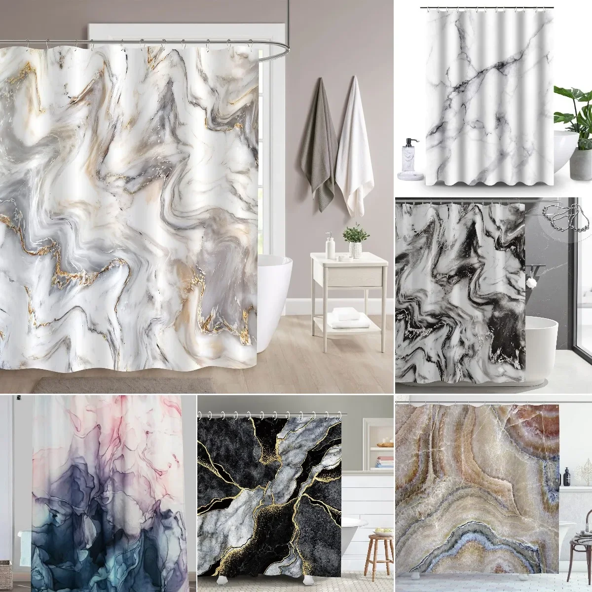 Grey Gold Marble Ink Texture S - Shower Curtain Liner review and price