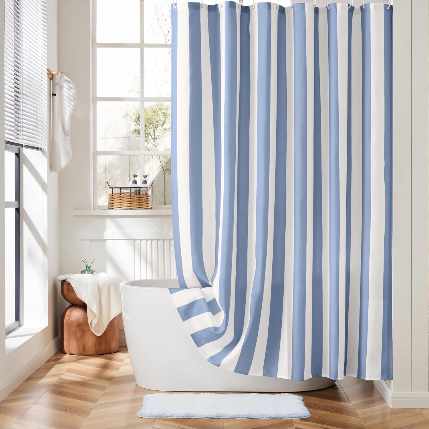 Modern Blue White Striped Show - Shower Curtain Liner review and price