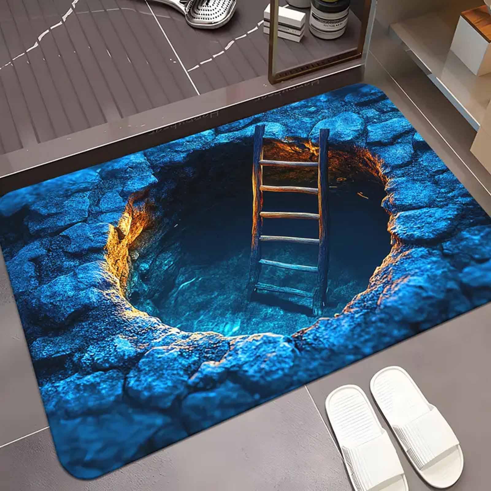 3D Optical Illusion Hole Rug N - Home Kitchen Bathroom Cleaning review and price