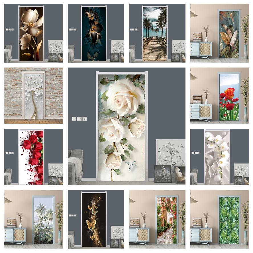 White Rose Flower Wallpaper Fo - Home Bathroom Door Design review and price