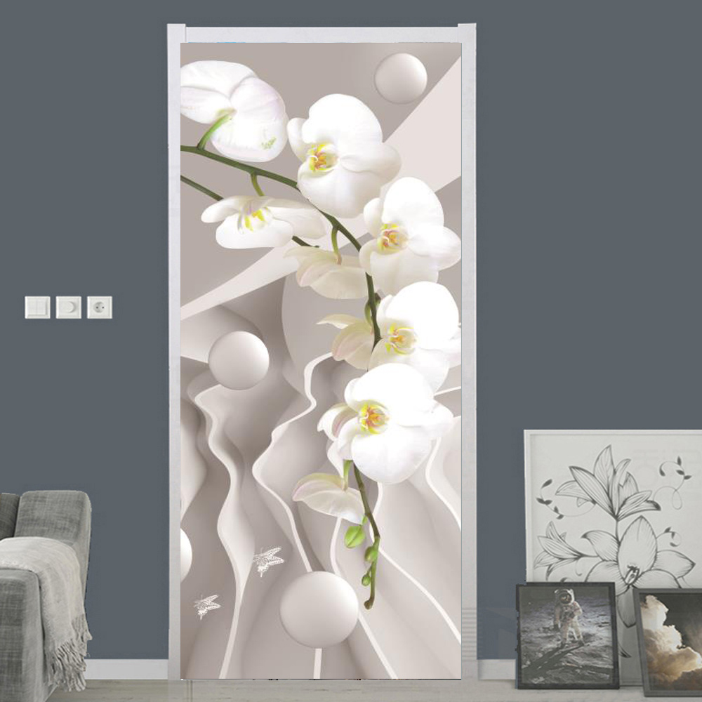 White Rose Flower Wallpaper Fo - Home Bathroom Door Design review and price