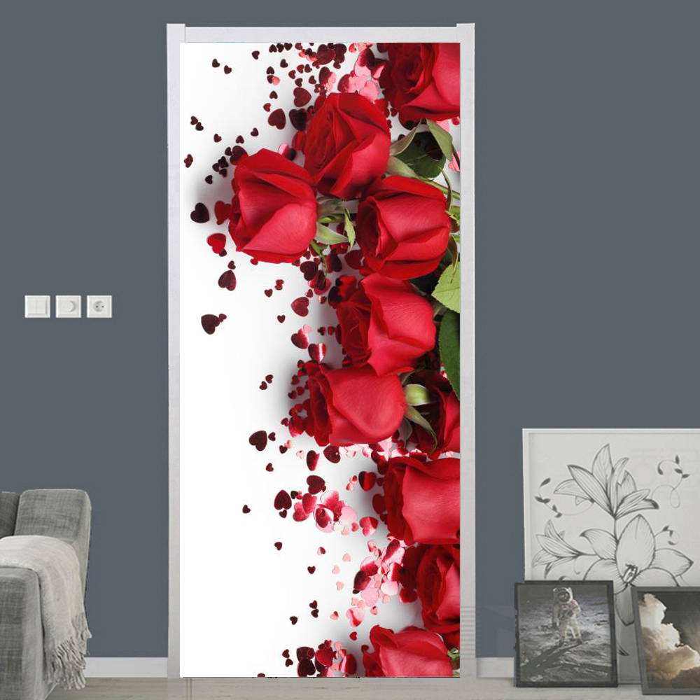 White Rose Flower Wallpaper Fo - Home Bathroom Door Design review and price